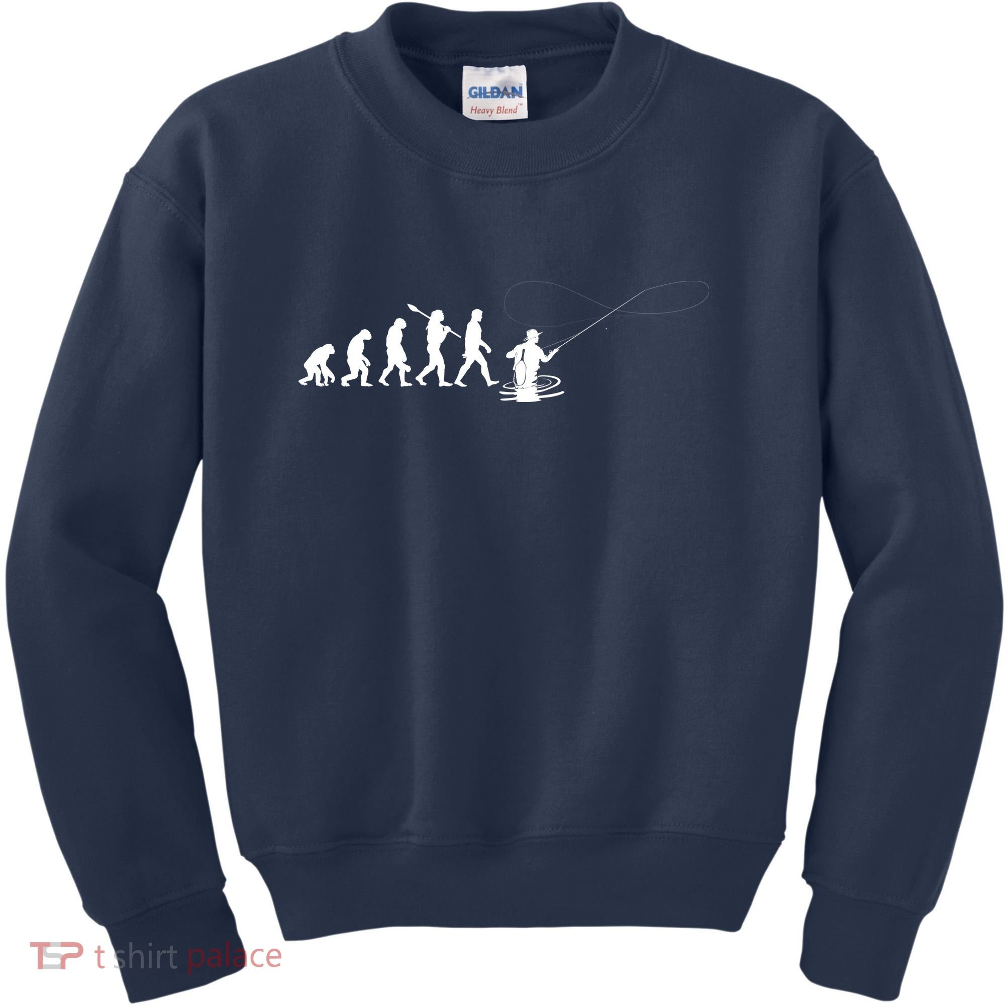 Funny Evolution Of Man Fly Fishing Kids Sweatshirt