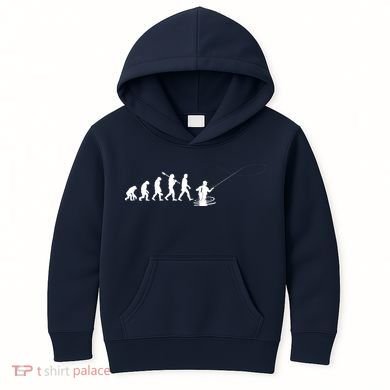 Funny Evolution Of Man Fly Fishing Kids Hoodie