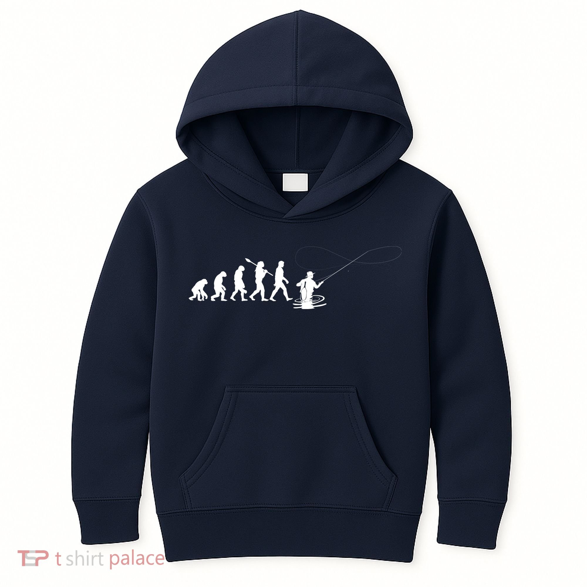 Funny Evolution Of Man Fly Fishing Kids Hoodie
