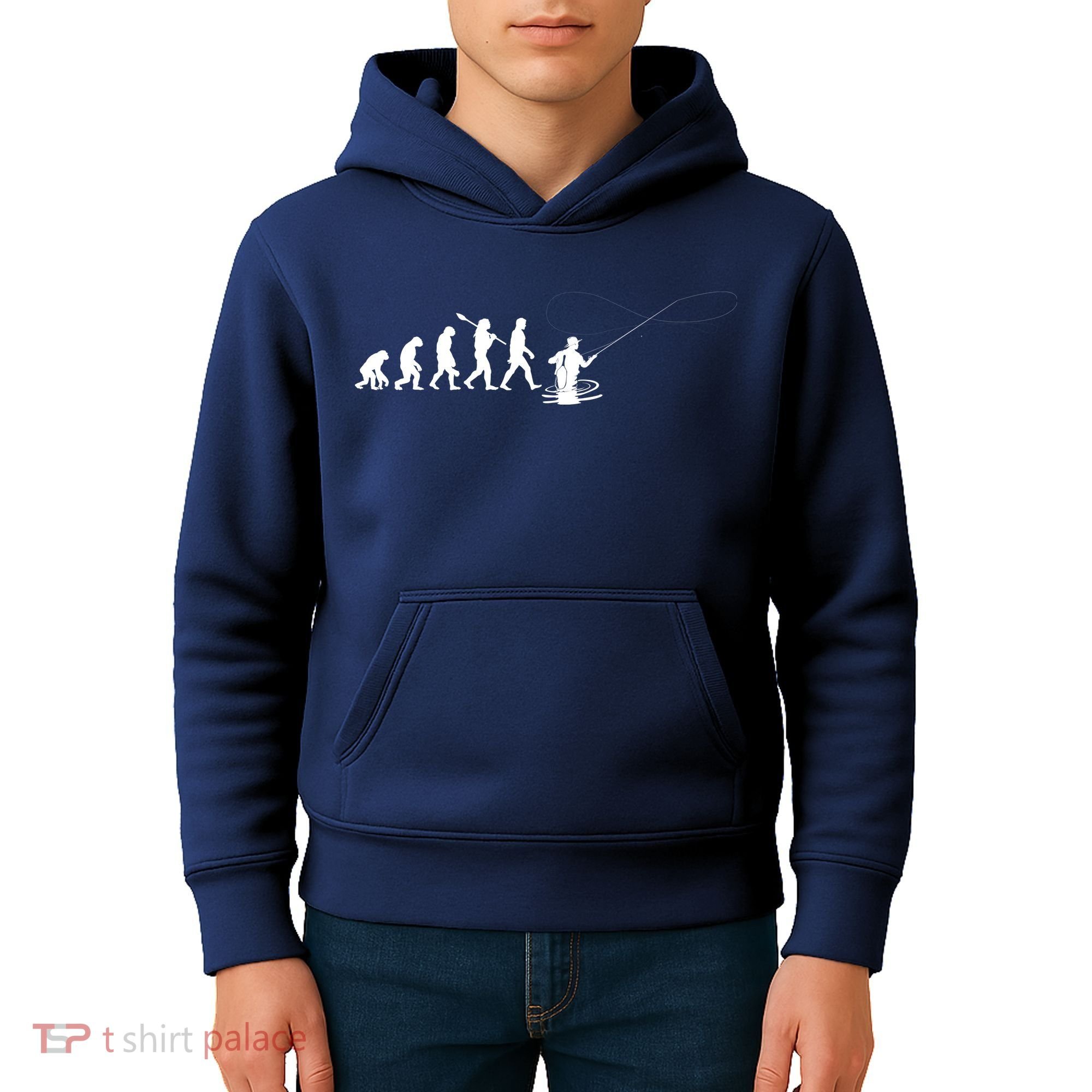 Funny Evolution Of Man Fly Fishing Kids Hoodie