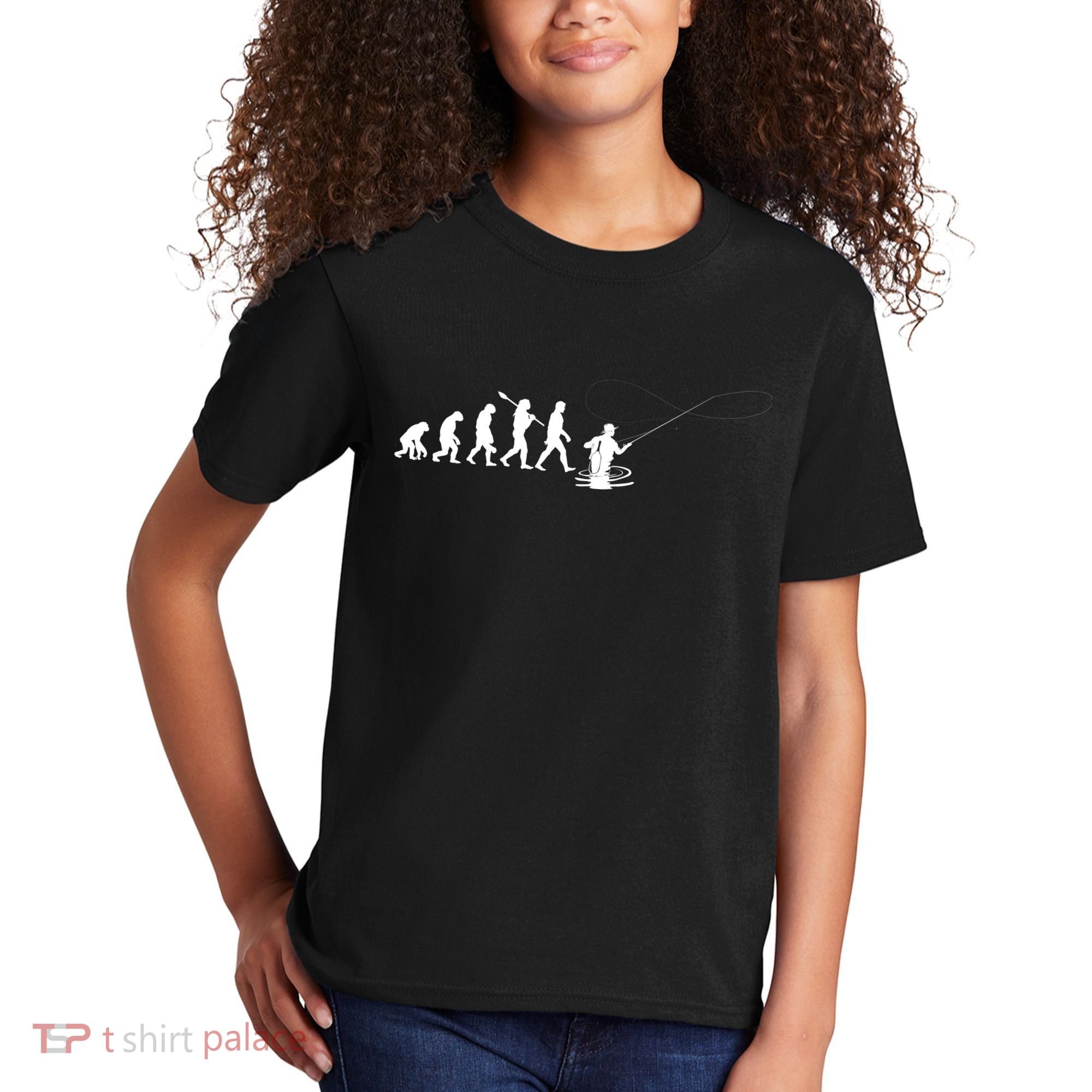 Funny Evolution Of Man Fly Fishing Kids T-Shirt