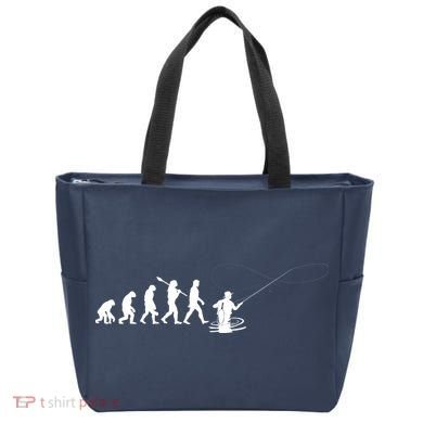 Funny Evolution Of Man Fly Fishing Tote Bag