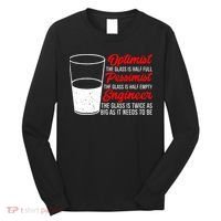 Funny Engineer Optimist Pessimist Glass Engineer Long Sleeve Shirt thumb 0