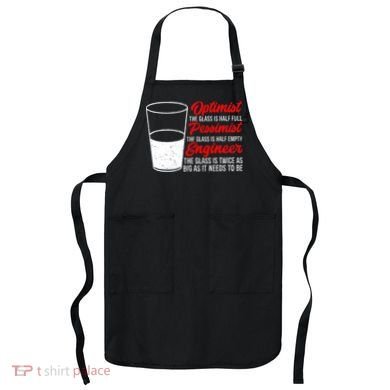Funny Engineer Optimist Pessimist Glass Engineer Apron