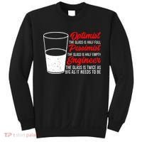 Funny Engineer Optimist Pessimist Glass Engineer Sweatshirt thumb 0