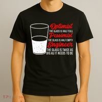 Funny Engineer Optimist Pessimist Glass Engineer T-Shirt thumb 3