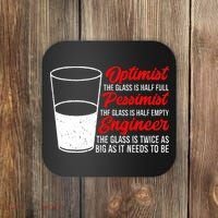 Funny Engineer Optimist Pessimist Glass Engineer Coaster thumb 0