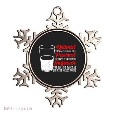 Funny Engineer Optimist Pessimist Glass Engineer Ornament