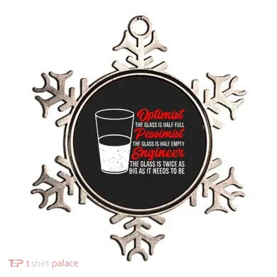 Funny Engineer Optimist Pessimist Glass Engineer Ornament
