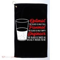Funny Engineer Optimist Pessimist Glass Engineer Golf Towel thumb 0