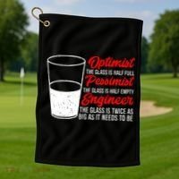 Funny Engineer Optimist Pessimist Glass Engineer Golf Towel thumb 1