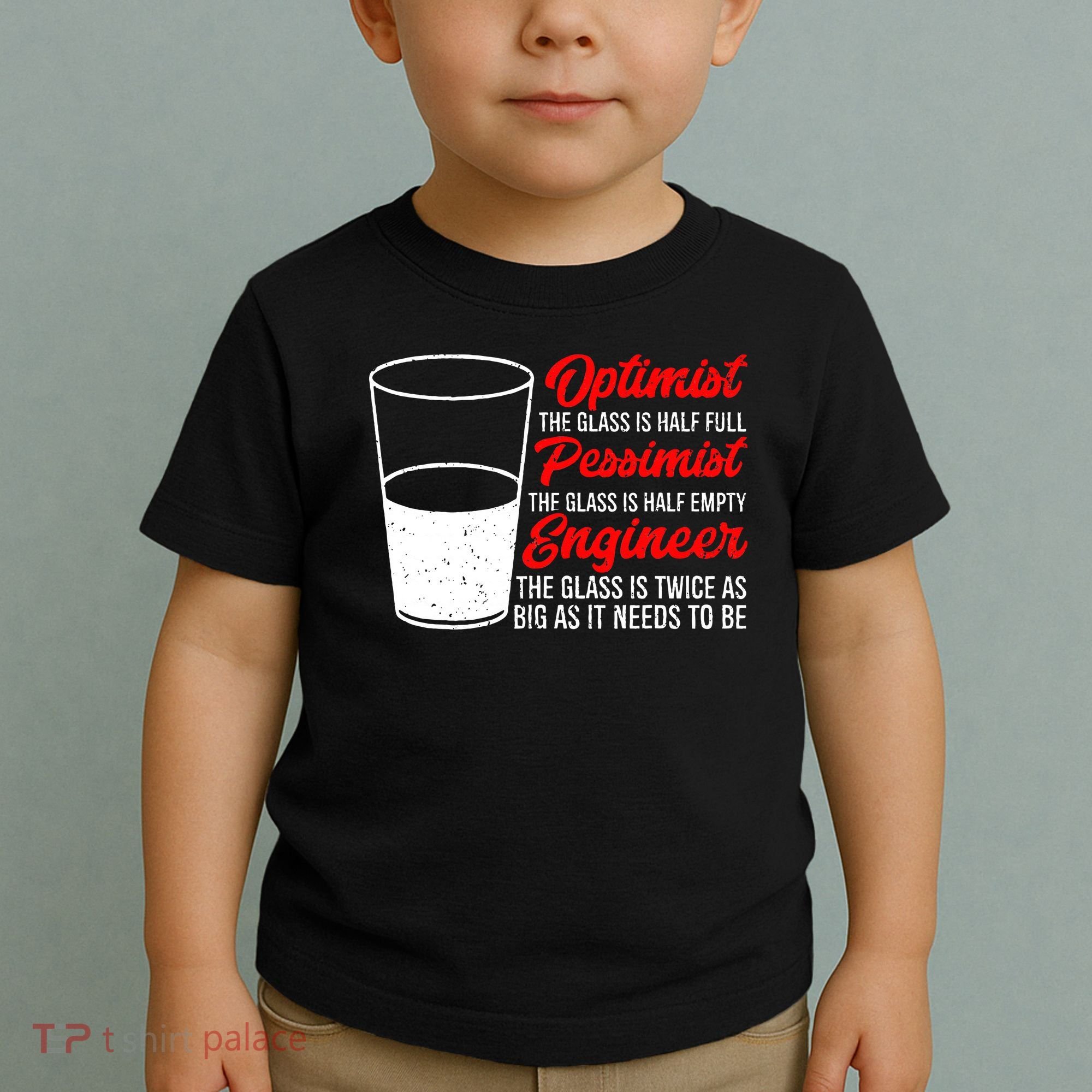 Funny Engineer Optimist Pessimist Glass Engineer Toddler T-Shirt
