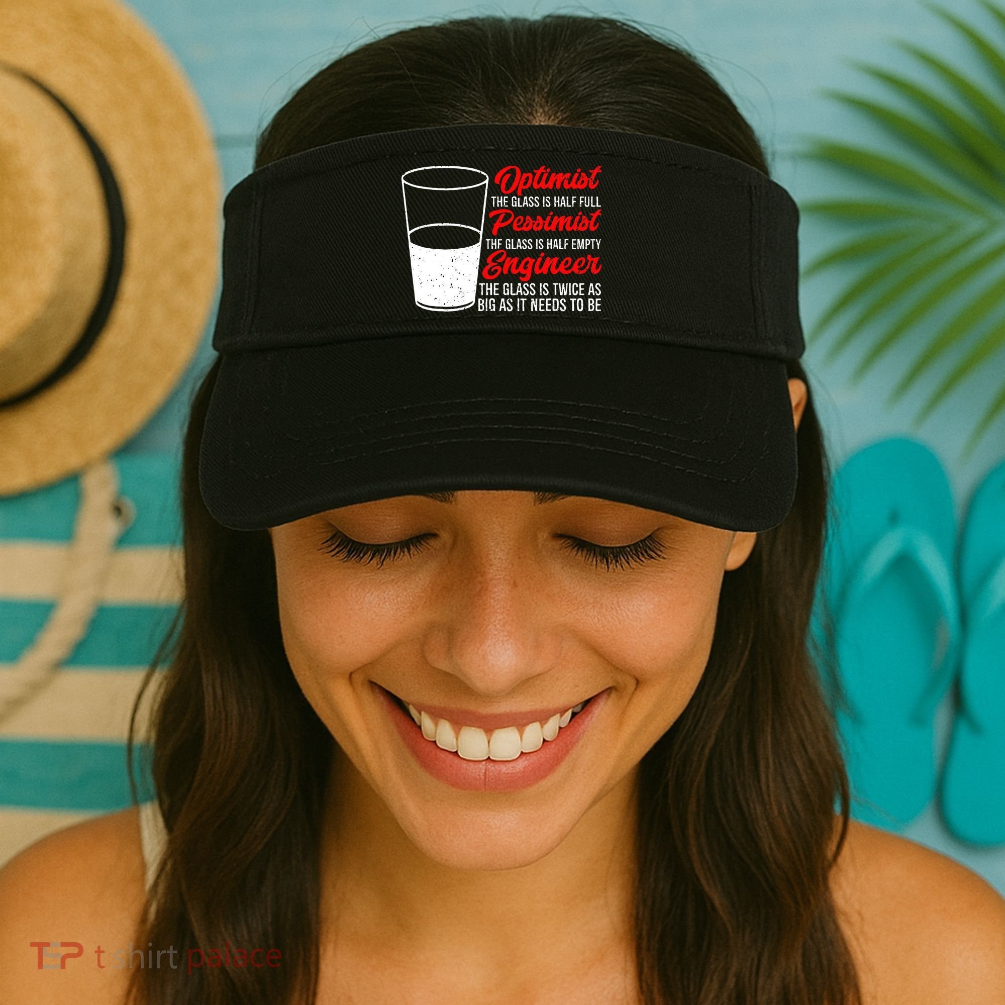 Funny Engineer Optimist Pessimist Glass Engineer Visor