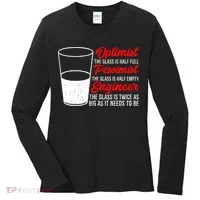 Funny Engineer Optimist Pessimist Glass Engineer Women's Long Sleeve Shirt thumb 0