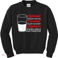 Funny Engineer Optimist Pessimist Glass Engineer Kids Sweatshirt thumb 0