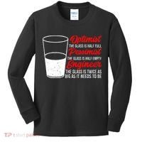 Funny Engineer Optimist Pessimist Glass Engineer Kids Long Sleeve Shirt thumb 0