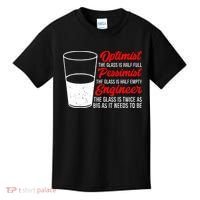 Funny Engineer Optimist Pessimist Glass Engineer Kids T-Shirt thumb 0