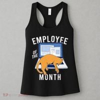 Funny Employee Of The Month Sleepy Cat Laptop Women's Tank Top thumb 3