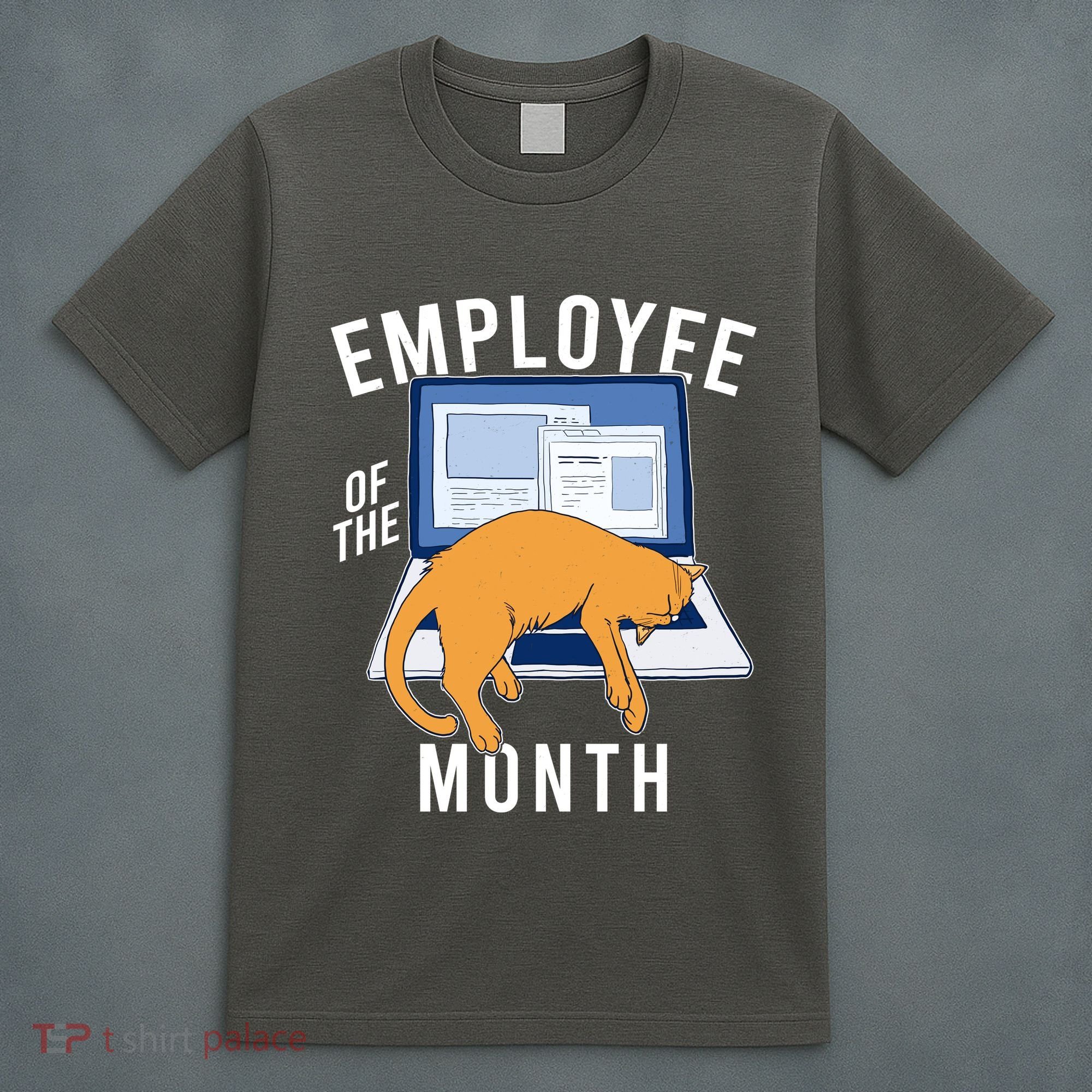 Funny Employee Of The Month Sleepy Cat Laptop T-Shirt