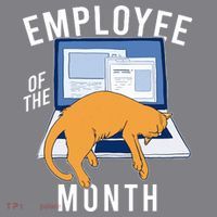 Funny Employee Of The Month Sleepy Cat Laptop T-Shirt thumb 5