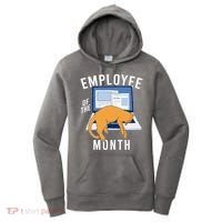 Funny Employee Of The Month Sleepy Cat Laptop Women's Hoodie thumb 0
