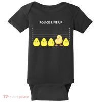 Funny Easter Police Line Up Chicks S Baby Bodysuit thumb 0