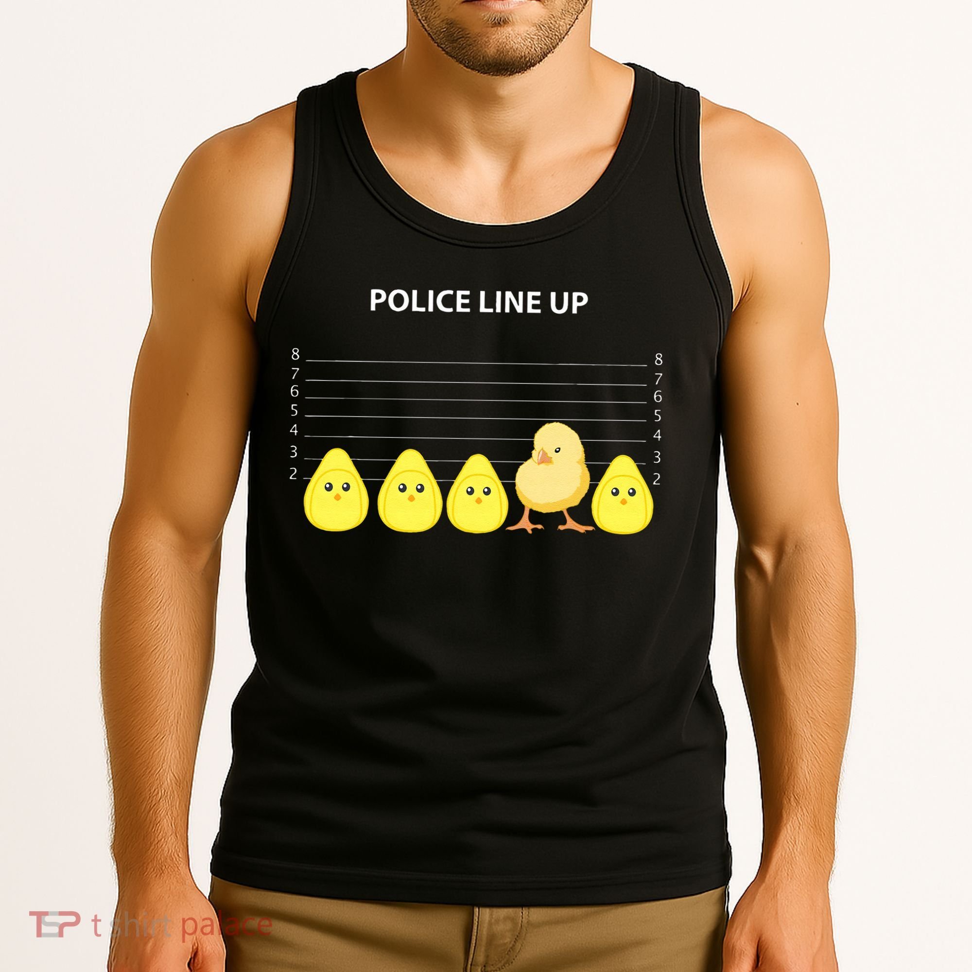 Funny Easter Police Line Up Chicks S Tank Top