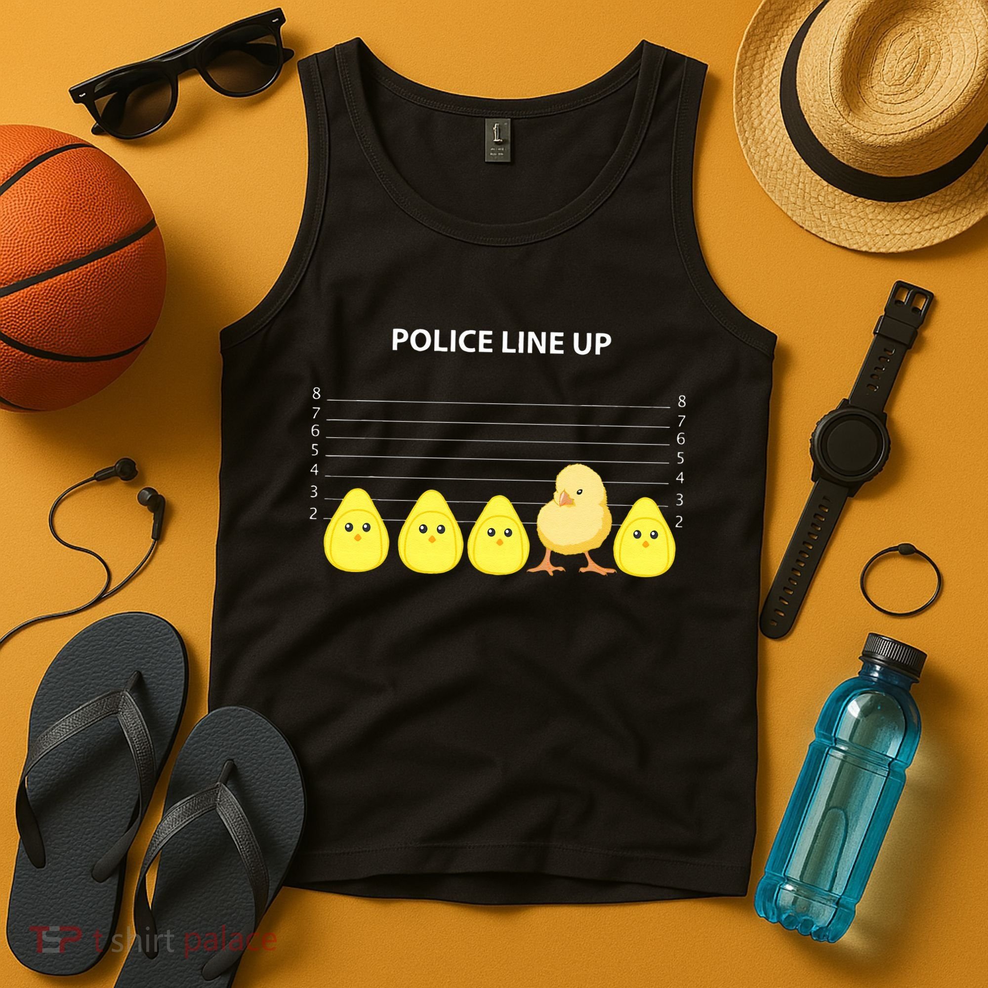Funny Easter Police Line Up Chicks S Tank Top