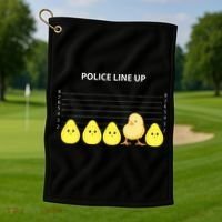 Funny Easter Police Line Up Chicks S Golf Towel thumb 1