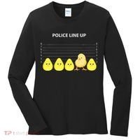 Funny Easter Police Line Up Chicks S Women's Long Sleeve Shirt thumb 0