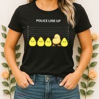 Funny Easter Police Line Up Chicks S Women's T-Shirt thumb 2