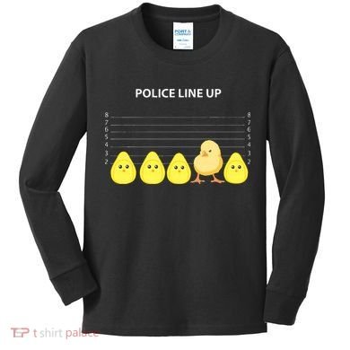 Funny Easter Police Line Up Chicks S Kids Long Sleeve Shirt