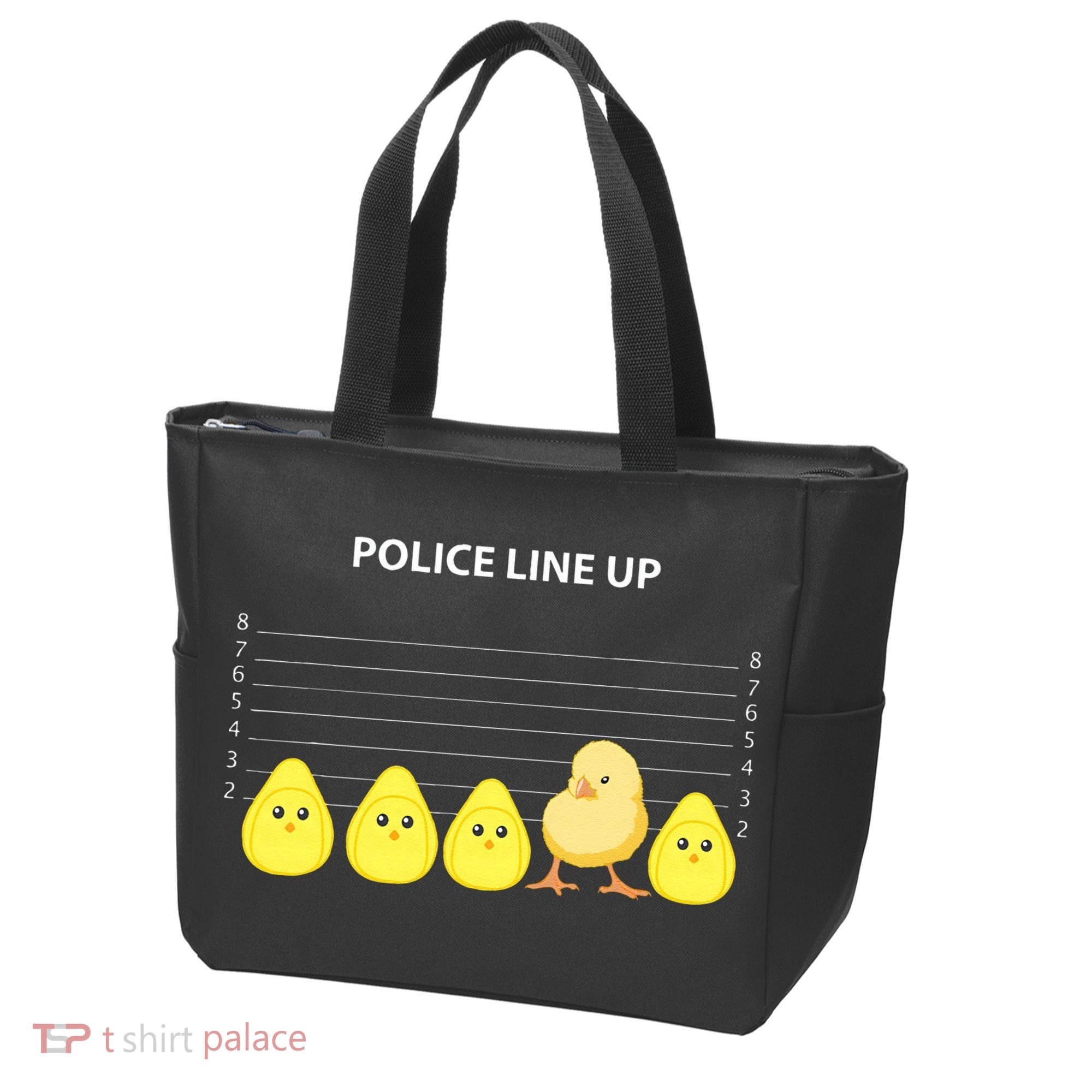 Funny Easter Police Line Up Chicks S Tote Bag