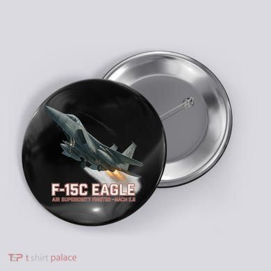 F-15C Eagle Poster – High-Speed Air Superiority Jet Design Button