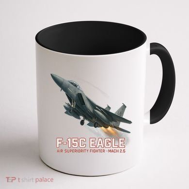 F-15C Eagle Poster – High-Speed Air Superiority Jet Design Coffee Mug back