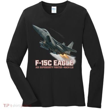 F-15C Eagle Poster – High-Speed Air Superiority Jet Design Women's Long Sleeve Shirt