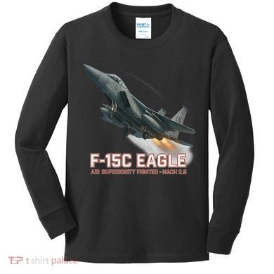 F-15C Eagle Poster – High-Speed Air Superiority Jet Design Kids Long Sleeve Shirt