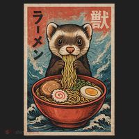 Ferret Eating Ramen Kawaii Anime Pet Lover  Adult Drive Performance Visor thumb 2