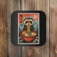 Ferret Eating Ramen Kawaii Anime Pet Lover  Coaster thumb 0