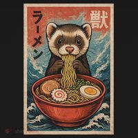 Ferret Eating Ramen Kawaii Anime Pet Lover  Toddler Hoodie thumb 2