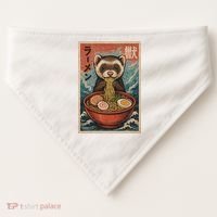 Ferret Eating Ramen Kawaii Anime Pet Lover  USA-Made Doggie Bandana thumb 0