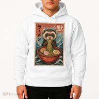 Ferret Eating Ramen Kawaii Anime Pet Lover  Hoodie thumb 2