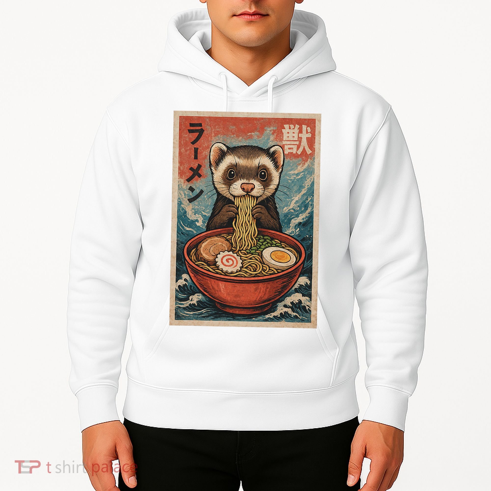 Ferret Eating Ramen Kawaii Anime Pet Lover  Hoodie
