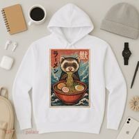 Ferret Eating Ramen Kawaii Anime Pet Lover  Hoodie thumb 3