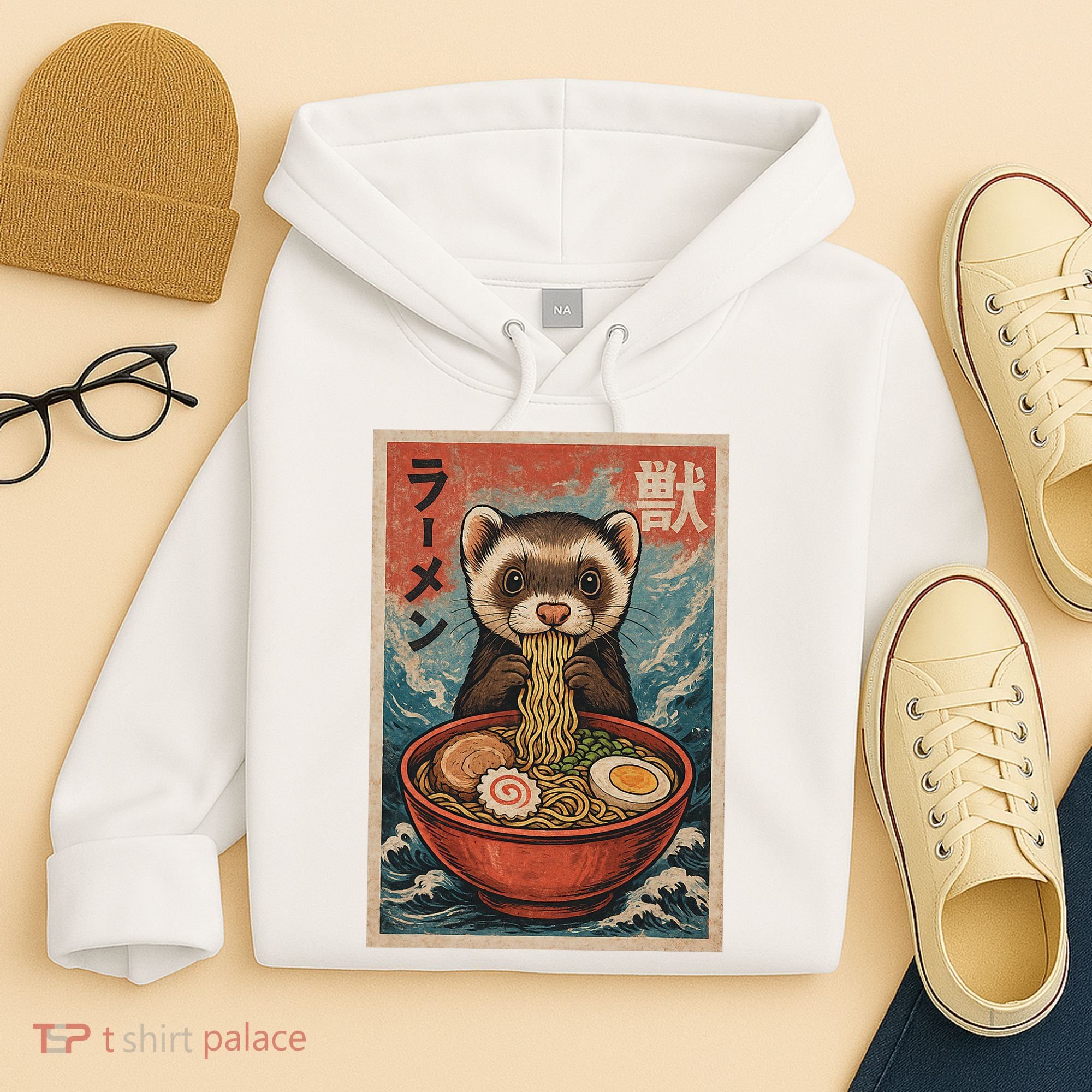 Ferret Eating Ramen Kawaii Anime Pet Lover  Hoodie