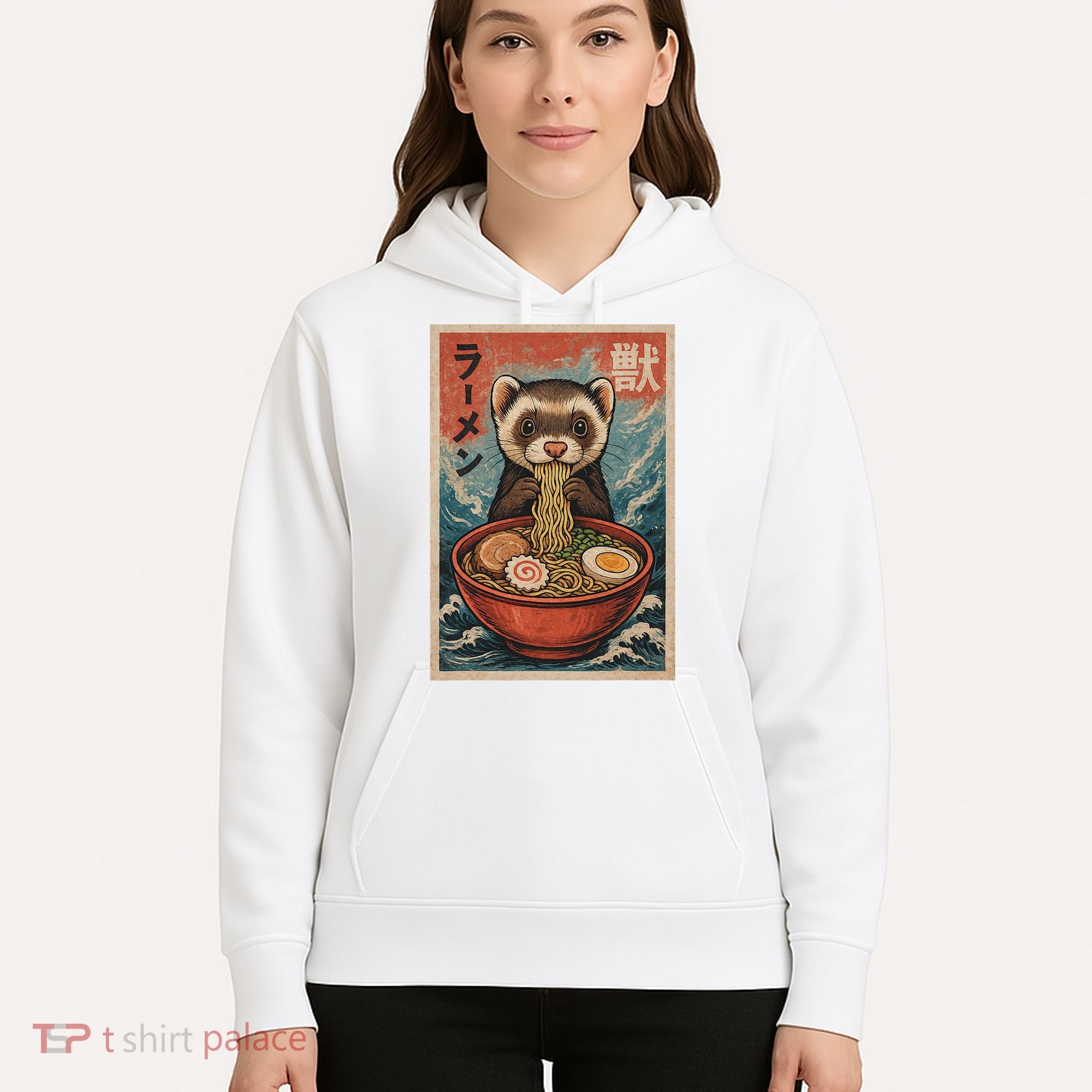 Ferret Eating Ramen Kawaii Anime Pet Lover  Hoodie