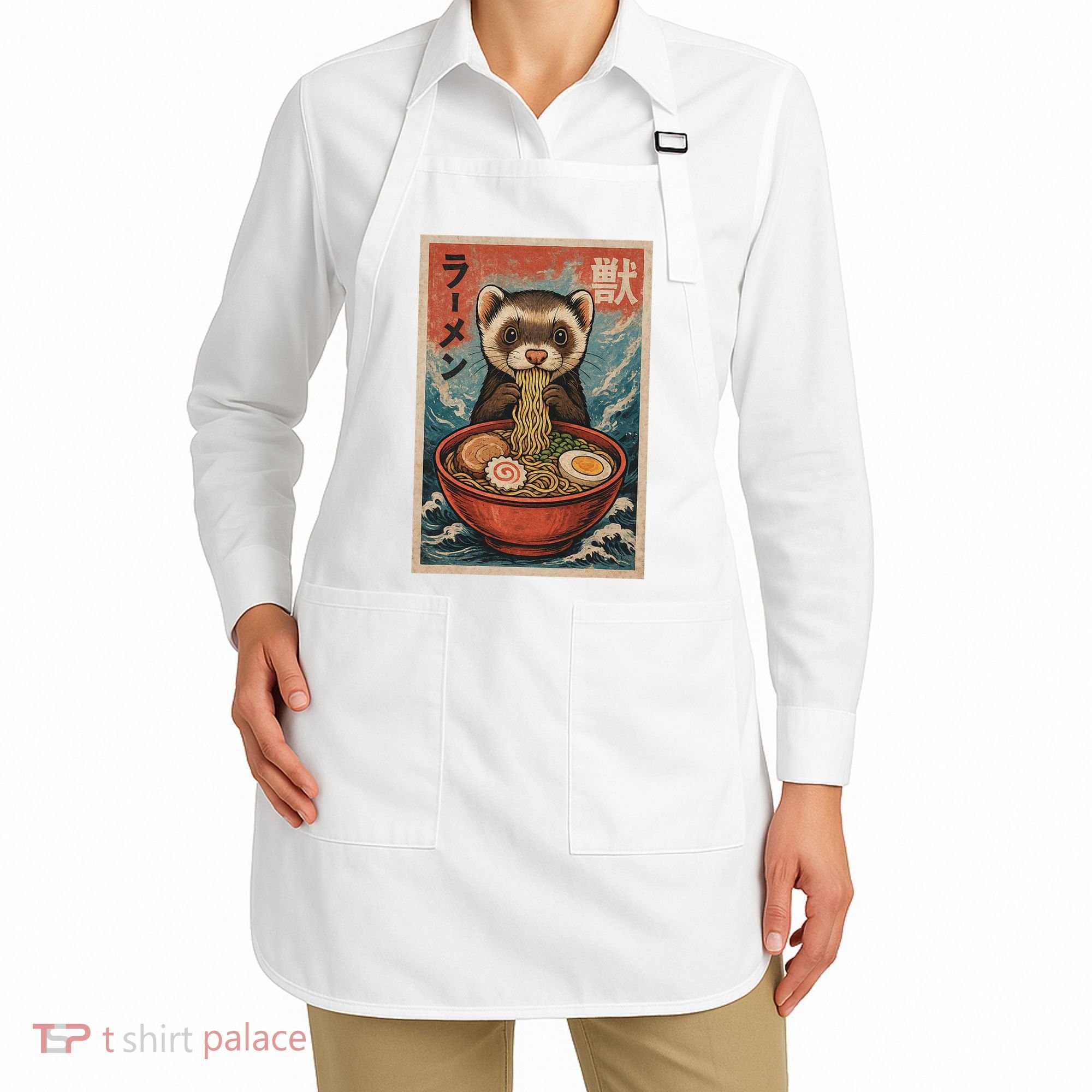 Ferret Eating Ramen Kawaii Anime Pet Lover  Apron