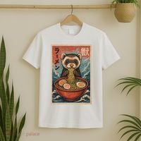 Ferret Eating Ramen Kawaii Anime Pet Lover  T-Shirt thumb 2