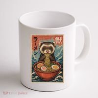 Ferret Eating Ramen Kawaii Anime Pet Lover  Coffee Mug thumb 1