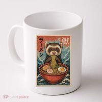 Ferret Eating Ramen Kawaii Anime Pet Lover  Coffee Mug thumb 0